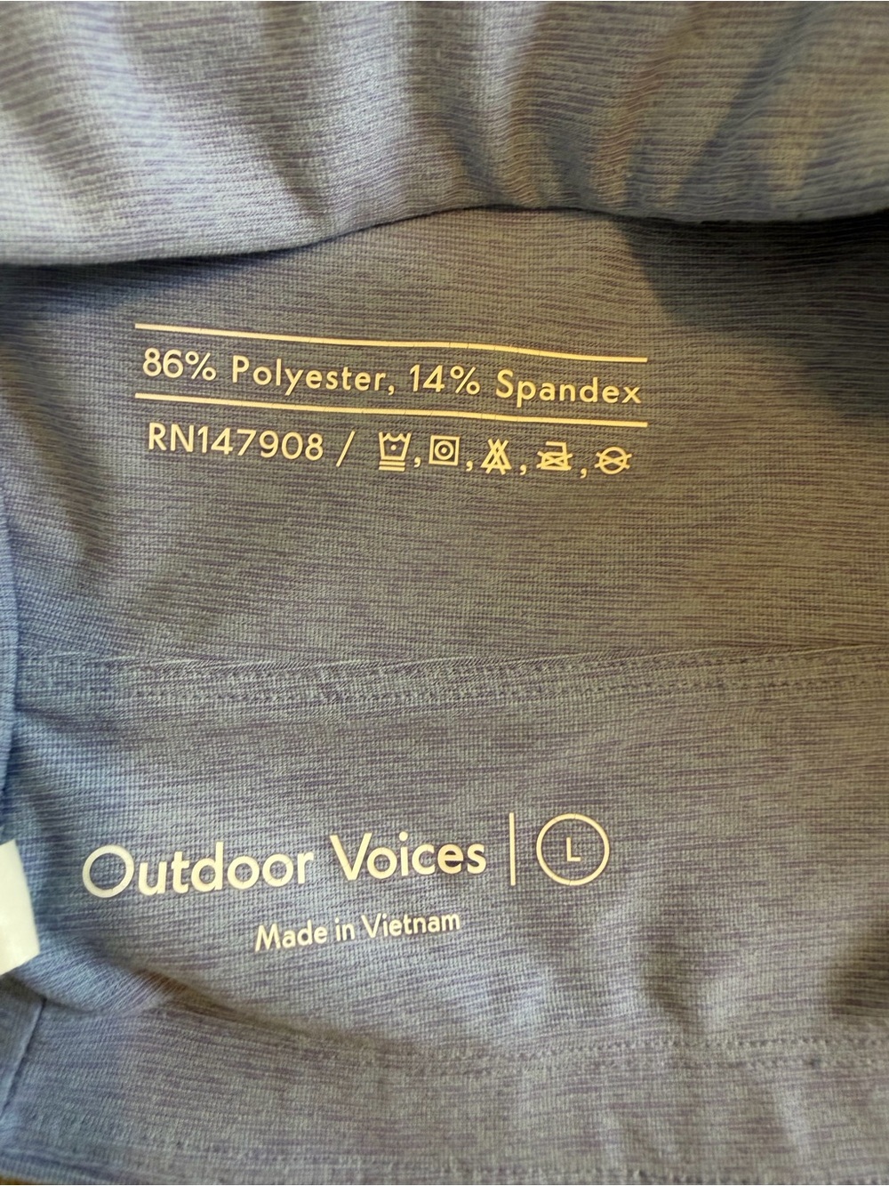 Outdoor Voices Venus Crop Top Sports Bra Blue Heather Size L Low Impact Gym - Picture 5 of 8
